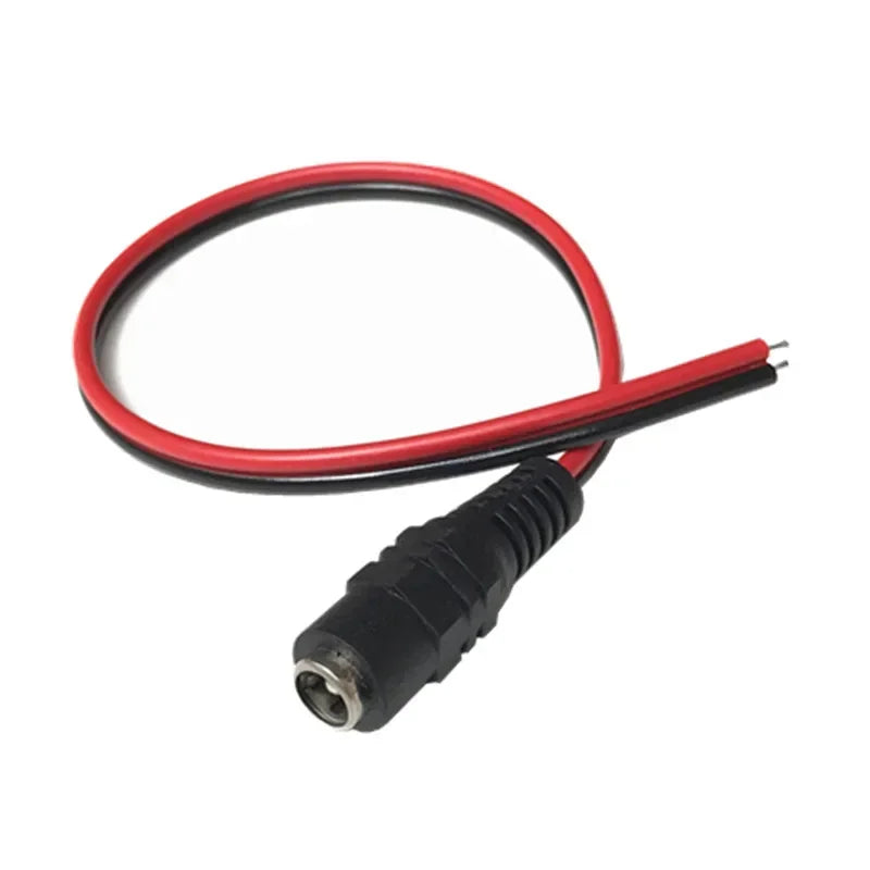 12V DC, 26cm, 5.5mm x 2.1mm, Power supply adapter plug, male female jack cable cords wire for LED Strip Light Camera Qme 10-pcs Female