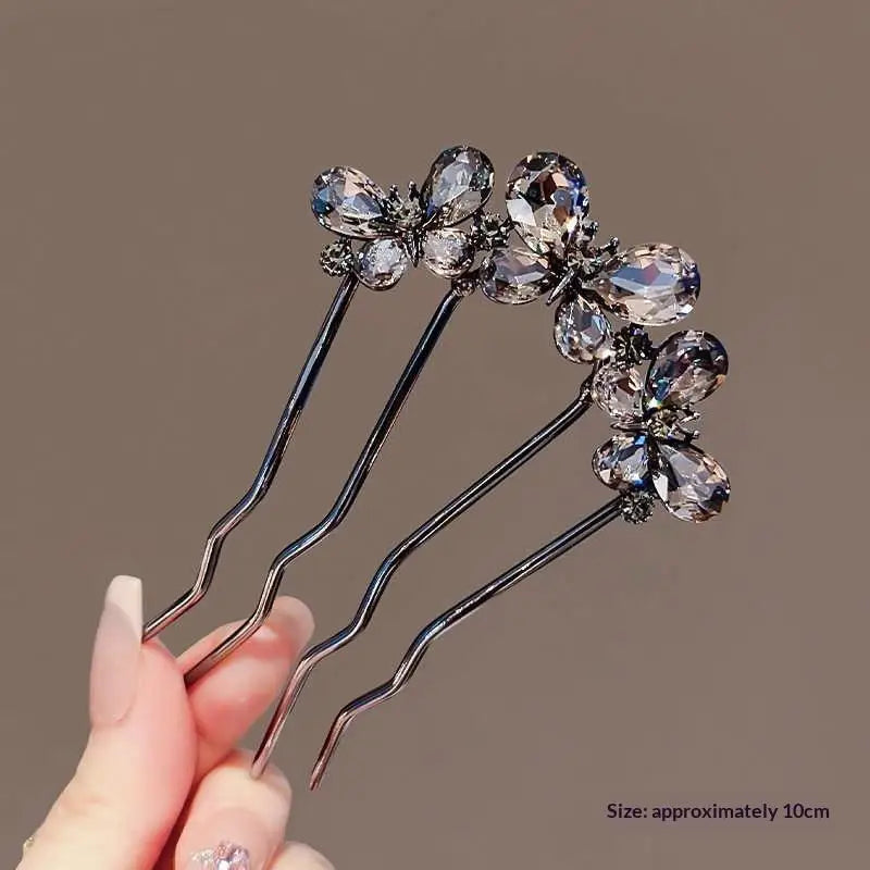 Elegant Pearl Flower Hair Combs Pins French Retro Bun Accessories Qme A3