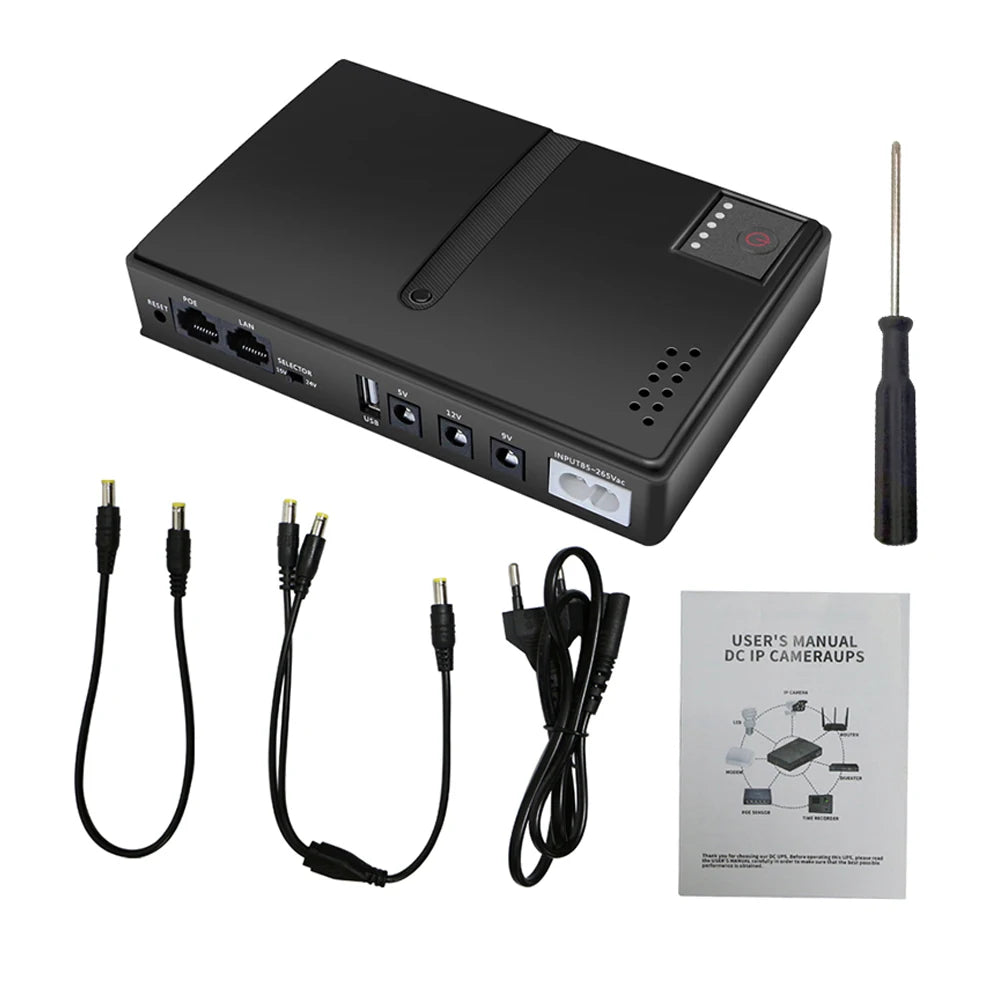 DC1018L Mini Portable UPS Backup Power Adapters 5V 9V 12V Uninterruptible Power Supply Battery Backup for WiFi Router Camera Qme EU