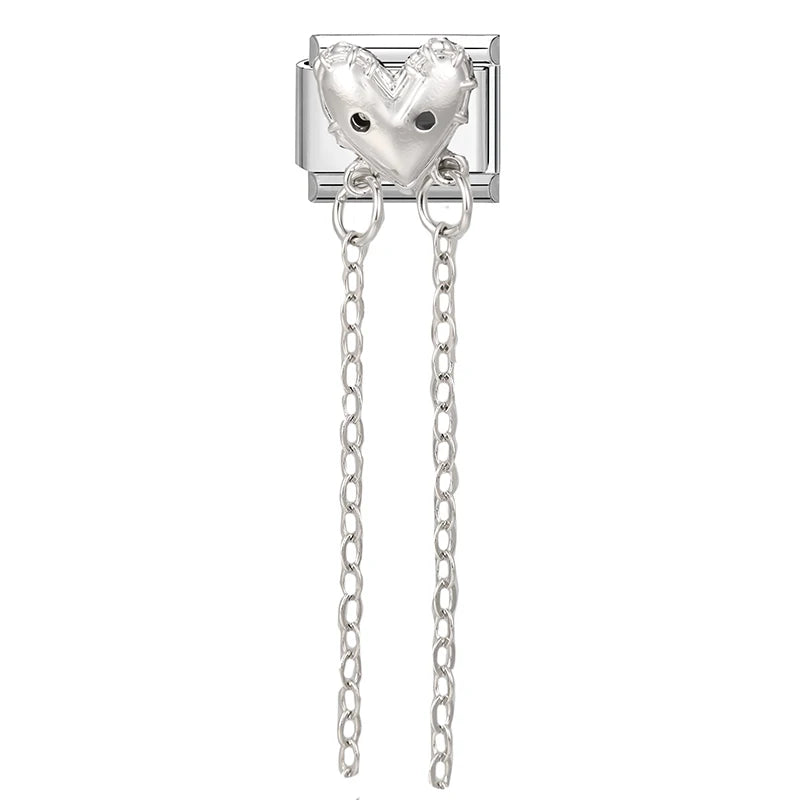 Zircon Love Heart Bird Bowknot Bells Star Pendant Chain Italian Charm