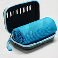 Quick Drying Cooling Towel Soft Breathable Chilly Sweat Absorption Cold Towel with Storage Box Sports Running Yoga Gym Club Qme Blue 30x90cm