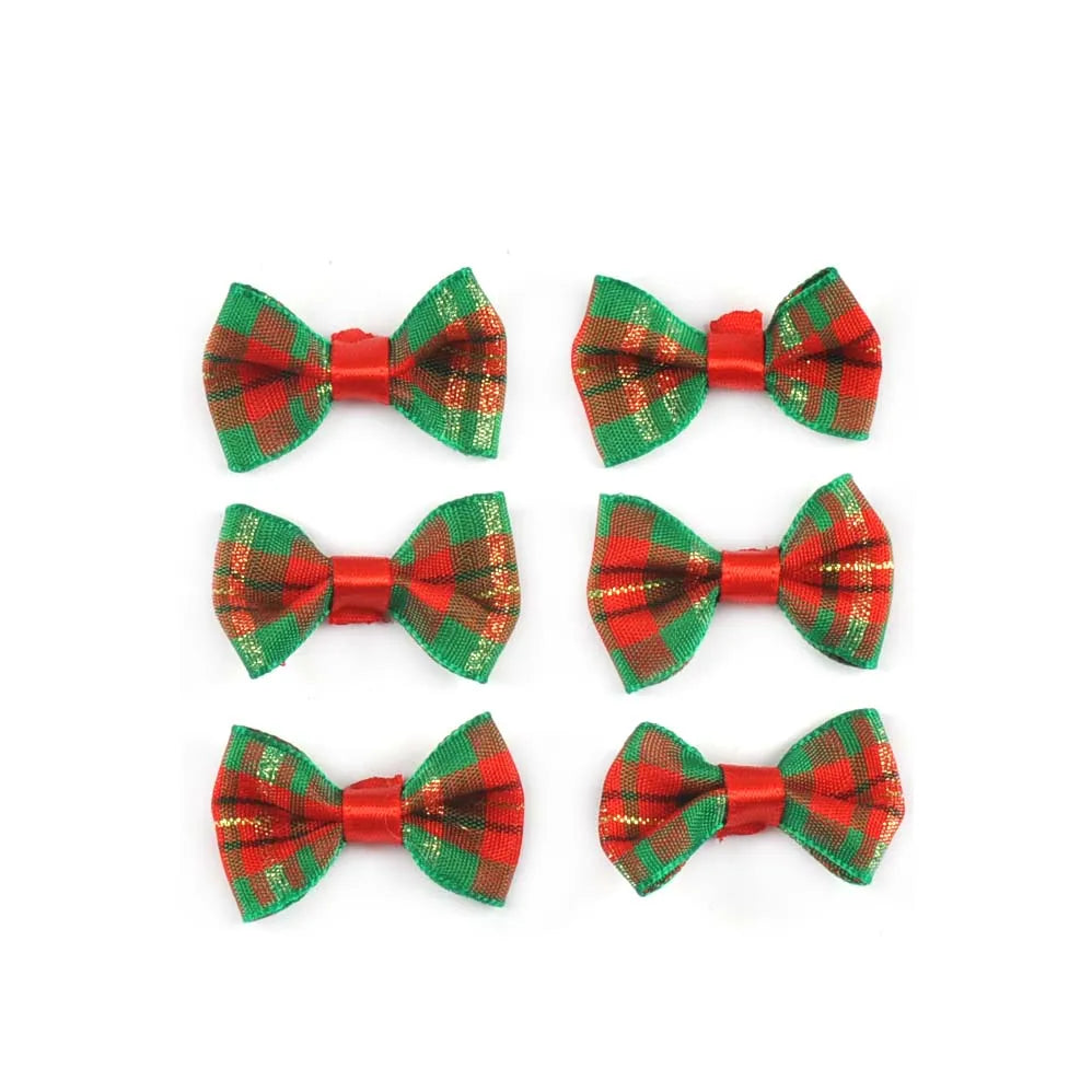30Pcs 23-57mm Mixed Christmas Bows For Gift Flower Craft Decor Bowknot Ribbons Handmade Accessory Home Xmas Party DIY Supplies Qme 38x25mm see option