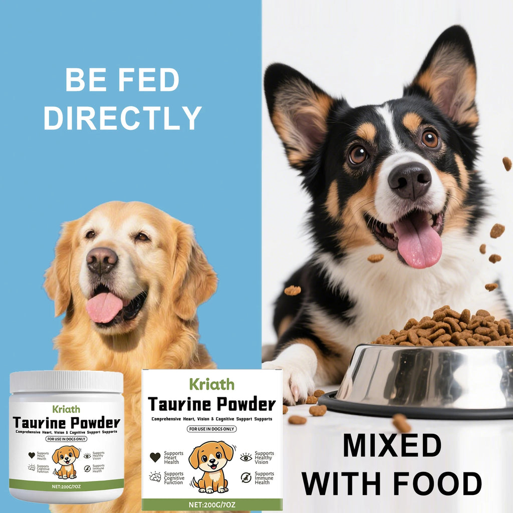 Pet Taurine Powder Support Heart Wellness Maintain Normal Vision Function Enhance Hair Radiance Dog Daily Nutrients Supplement Qme