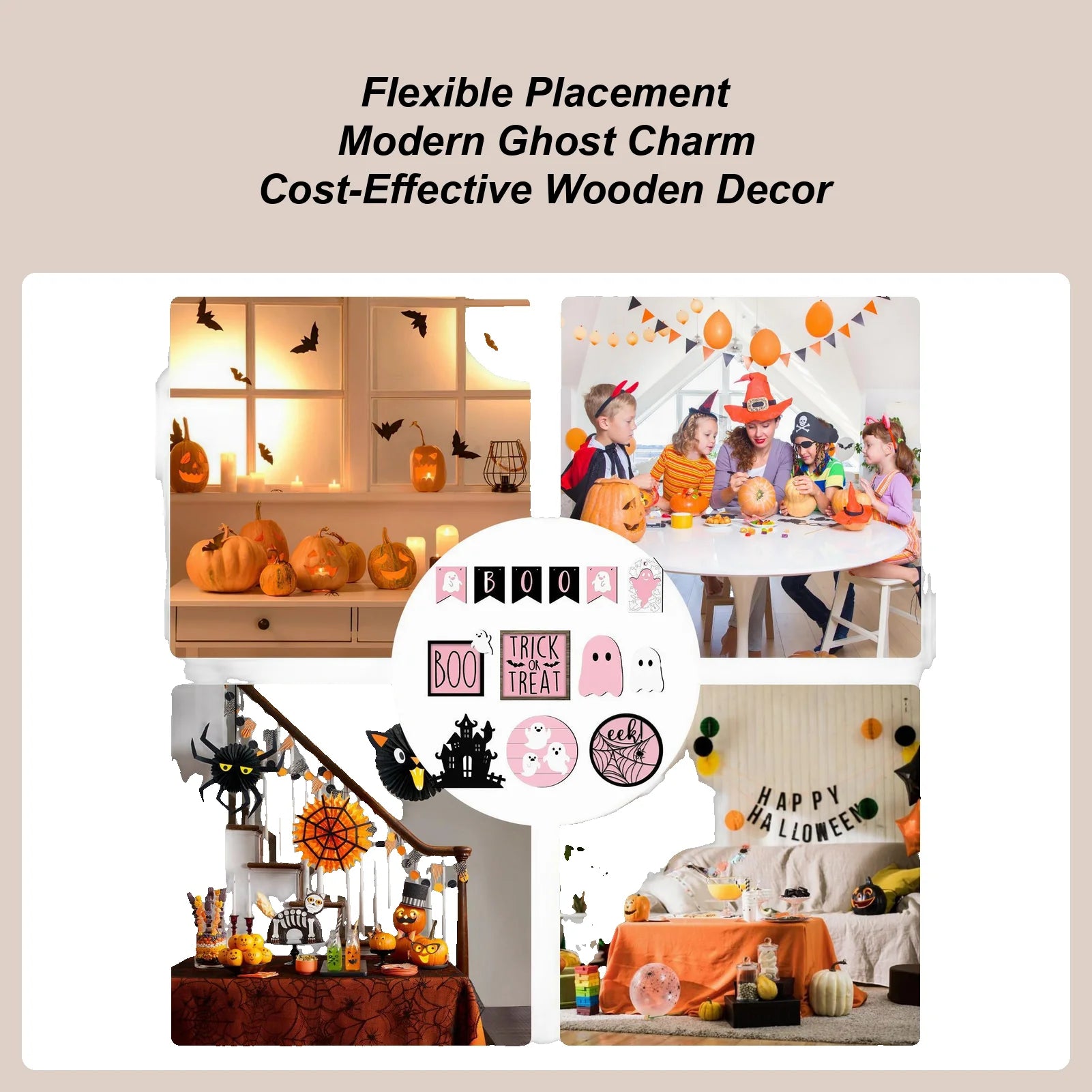 Halloween Tiered Tray Decorations 13 Desk Decor Boo Ghost Themed Qme