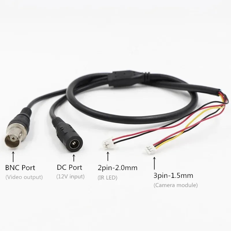 10pcs CCTV Camera 5-core Video Cable With DC Input(2pin 2.0mm) + BNC output(3pin 1.25mm) For CCTV Camera Qme