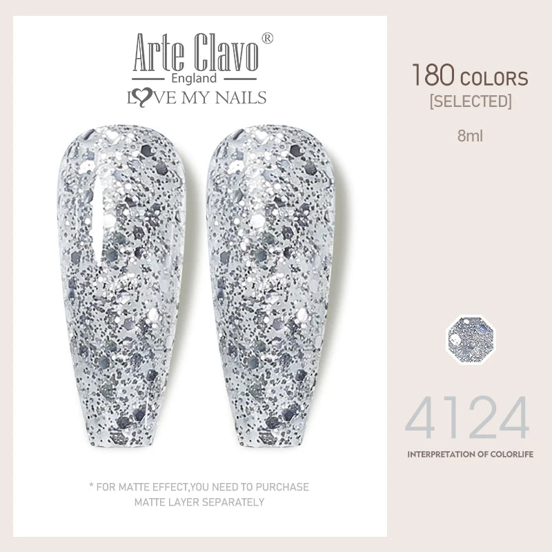 Arte Clavo Colorful Glitter Series UV Gel Nail Polish Sequin Soak Off