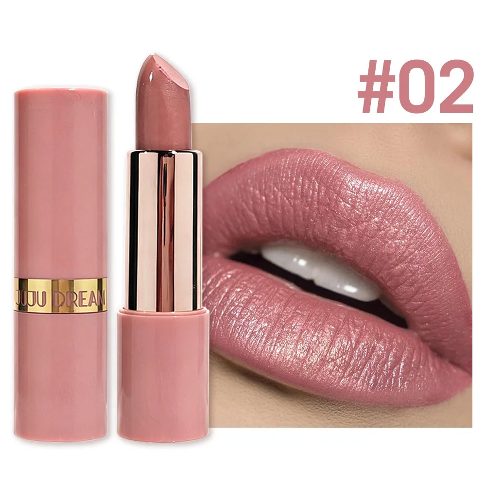 JUJU DREAM Nude Pink Rose Gold Shimmer Lipstick Metallic Glitter Qme 1 piece