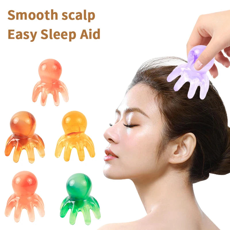 Resin Octopus Shaped Head Meridian Acupoint Massage Comb Wide Tooth Qme