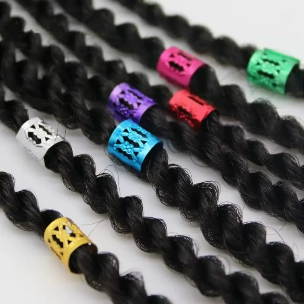 Metal Hollow Hair Rings Beads Braid Clips Dreadlock Cuffs Braiding Qme