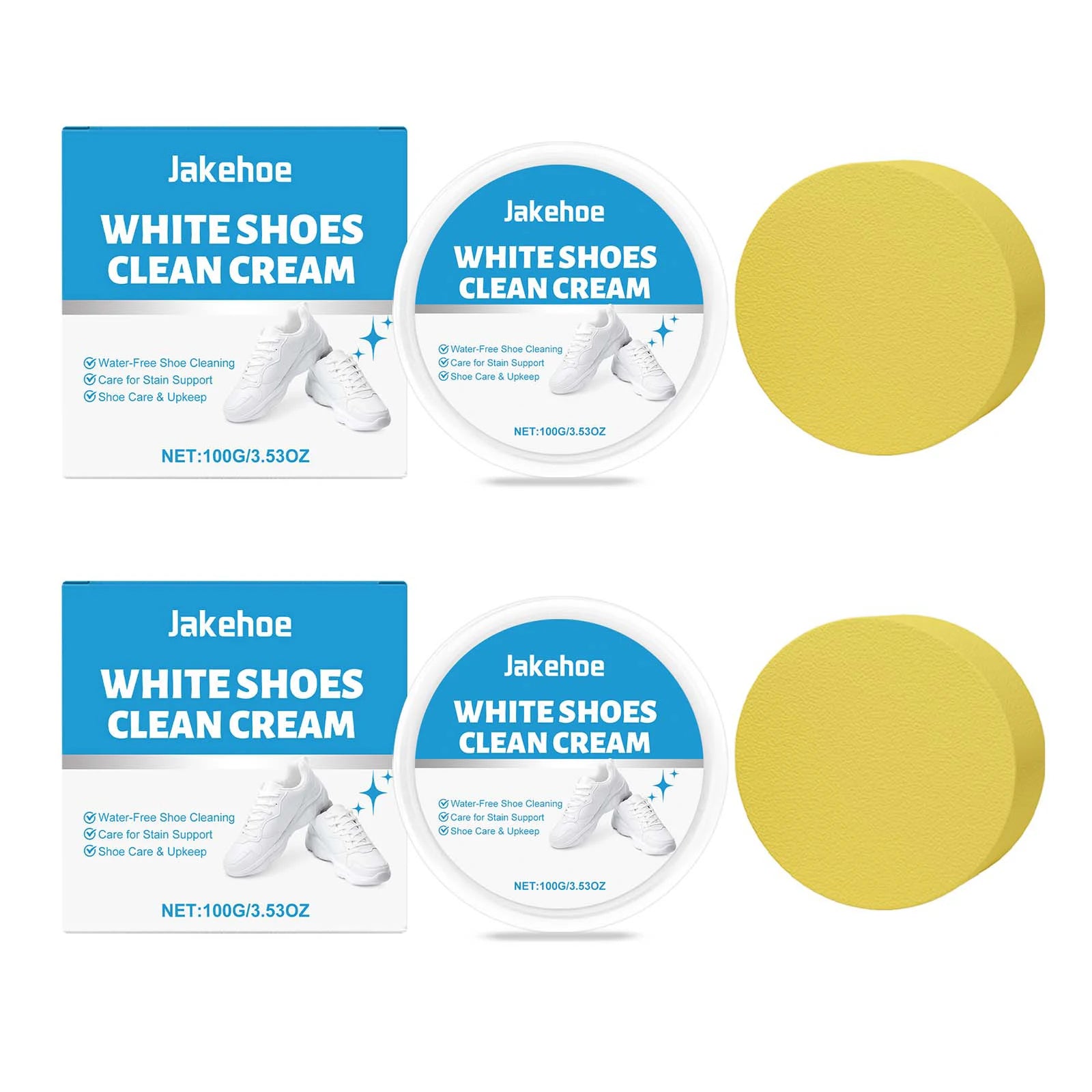 White Shoe Cleaning Cream Remove Yellow Stains Reduce Odor Water-Free Restore Luster Decontamination Specific White Shoe Cleaner Qme 2 x 100g Boxed