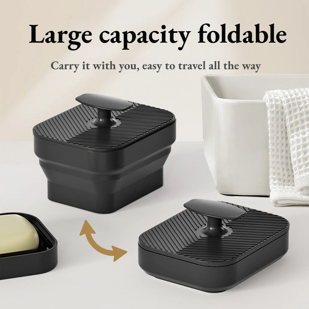 1 Silicone Soap Storage Box Foldable Exhaust Hole Anti Slip Portable Qme