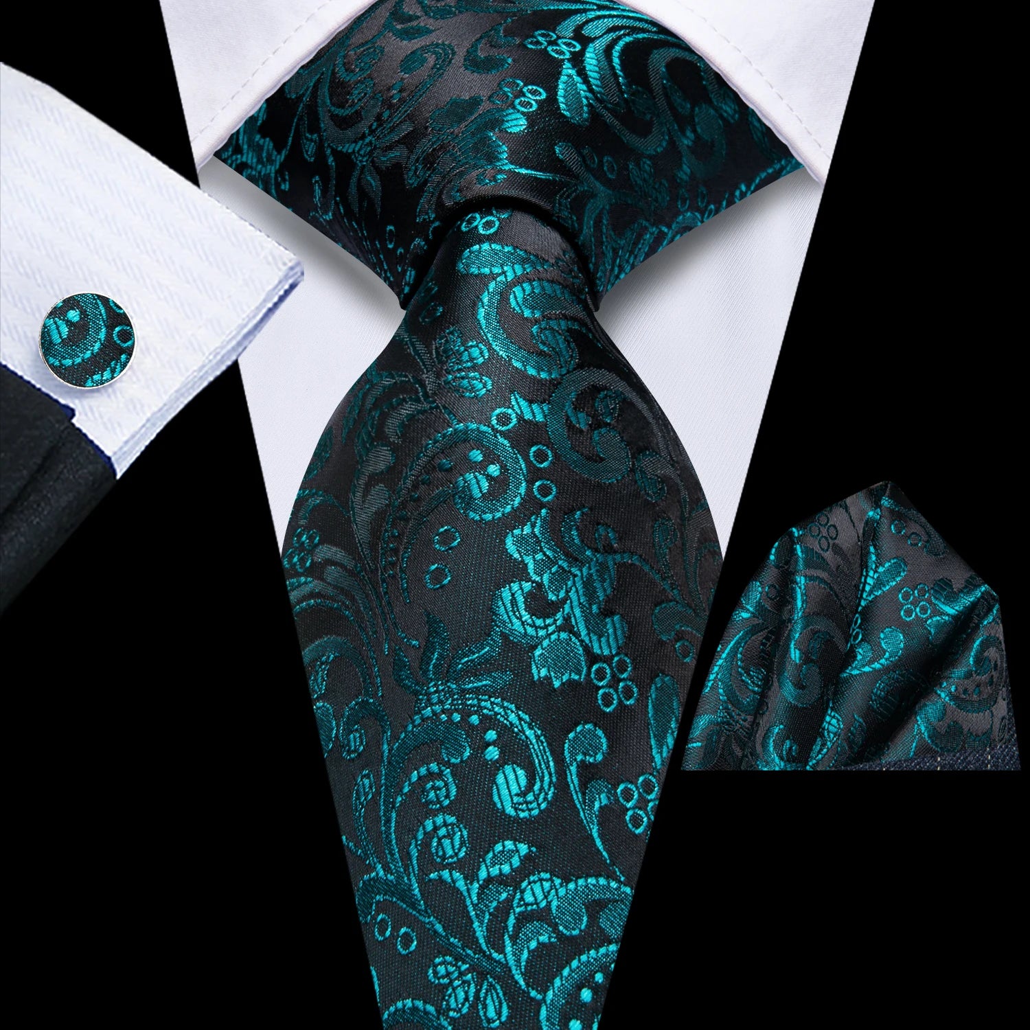 Hi-Tie Designer Orange Teal Striped Paisley Silk Wedding Tie For Men Necktie Hanky Cufflink Fashion Business Party Dropshipping Qme 4045