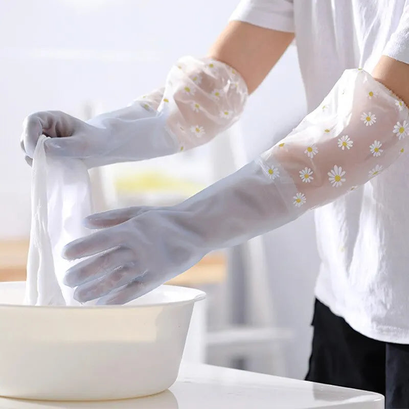 Waterproof Housework Cleaning Gloves Kitchen Cleaning Latex Household Dishwashing Laundry Gloves Wear Resistant Rubber Gloves Qme