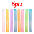 Travel Portable Toothbrush Box Breathable Toothbrush Storage Box Frosted Dustproof Toothbrush Protection Boxes Cover Qme Random 5PCS