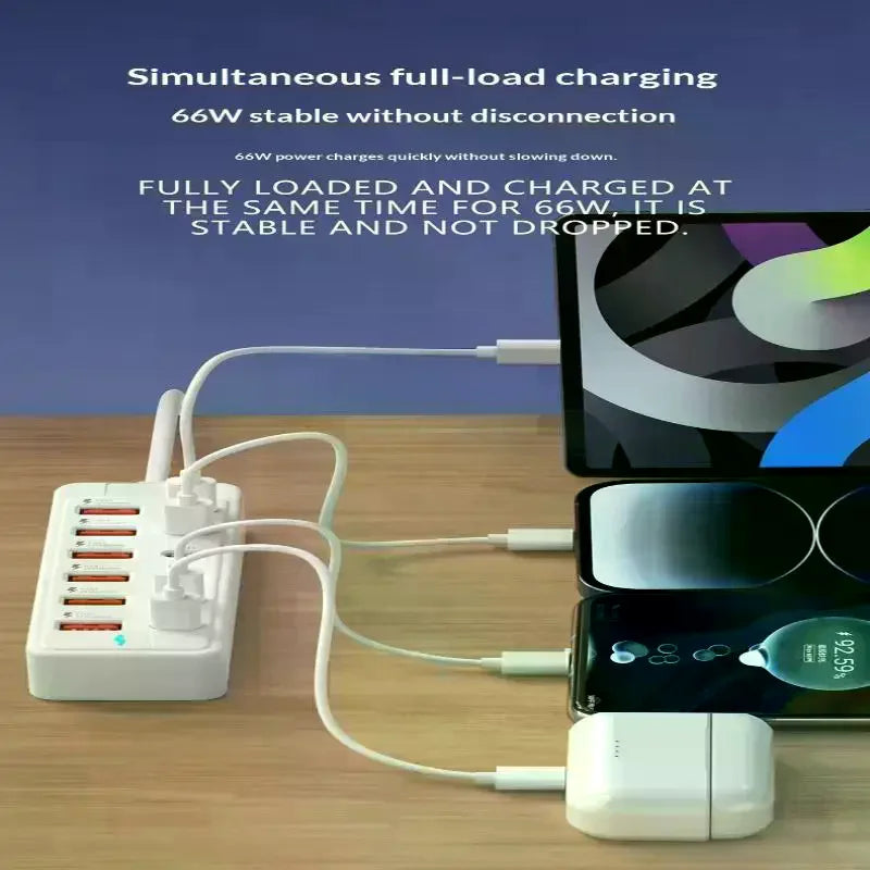 1 Power Strip Multi Port USB Charger Station Wall Desktop Adapter 6 C Qme