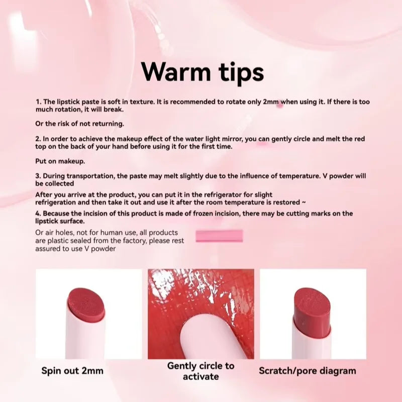 Long lasting Makeup Water Mirror Lip Non Sticky Long Lasting Natural Shine Glaze Moisturizing Essence Solid Lip Honey Qme