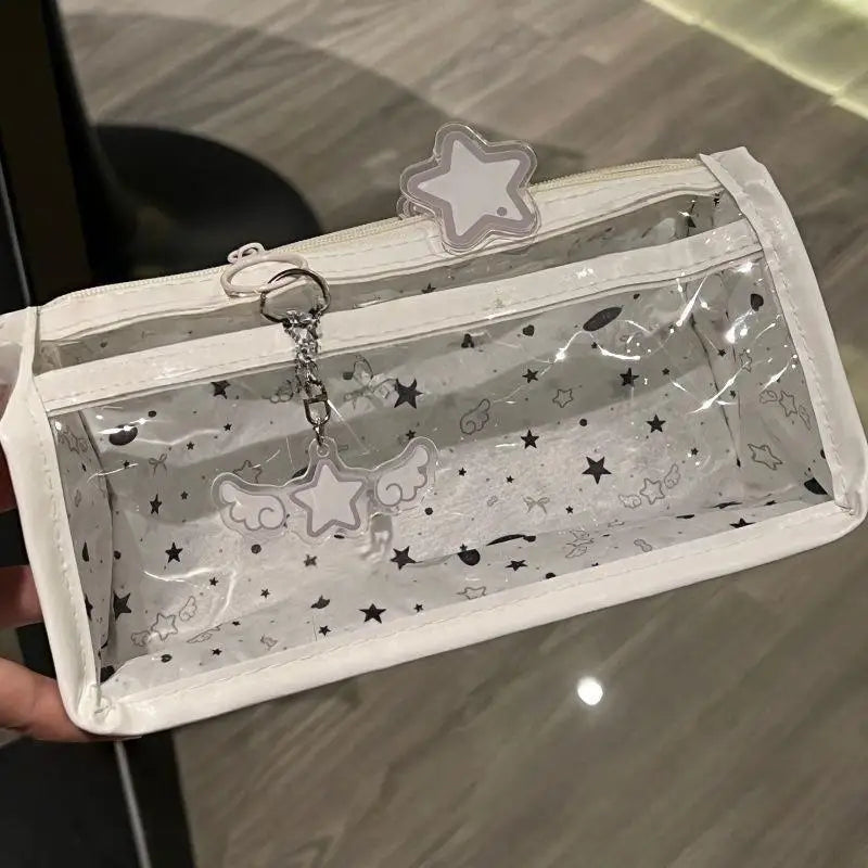 Transparent Pencil Case Durable PVC Material Large Capacity Zipper Qme