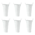 6Pcs Small Galvanized Tin Flower Buckets Flower Buckets with Handles Metal Flower Vase for Home Garden Table Centerpiece Decor Qme White One Size