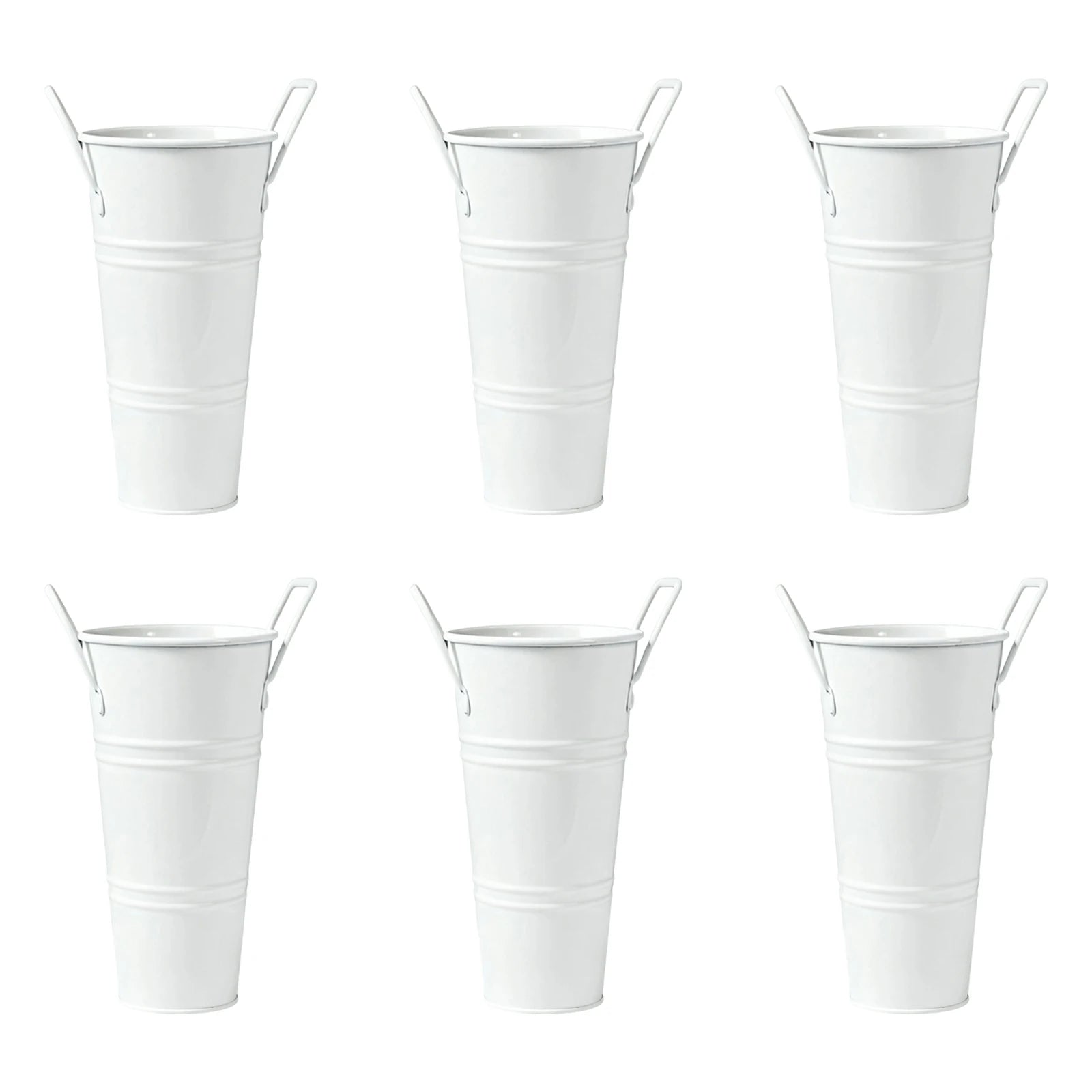 6Pcs Small Galvanized Tin Flower Buckets Flower Buckets with Handles Metal Flower Vase for Home Garden Table Centerpiece Decor Qme White One Size