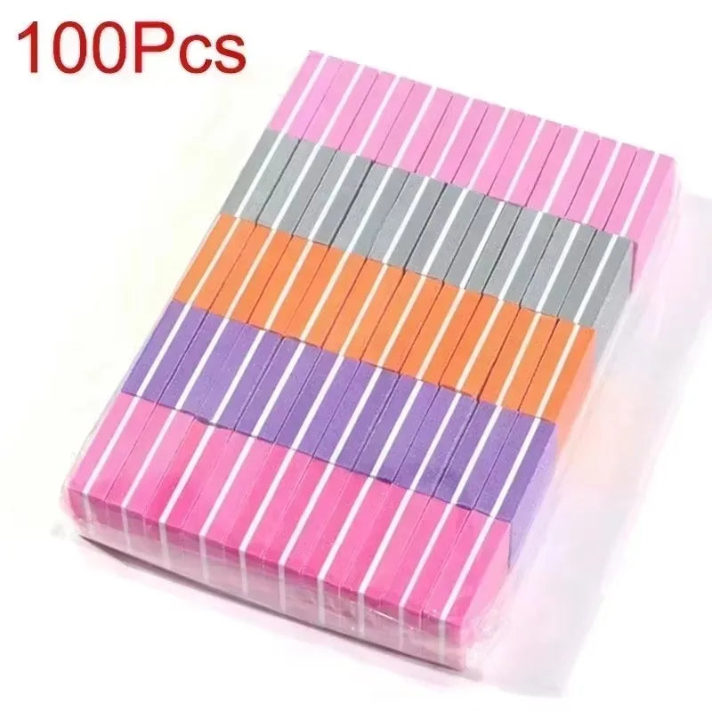 10-100PCS Mini Buffing Sanding Files Block Pedicure Care Nail Art Buffer Polish Manicure Pedicure Nail File Tools Nail Charm New Qme 100PCS Mix Color
