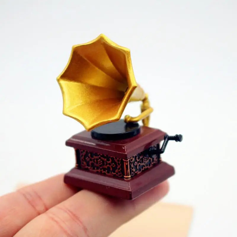 Dollhouse Vintage Phonograph Miniatures Model Living Room Accessor Qme A2