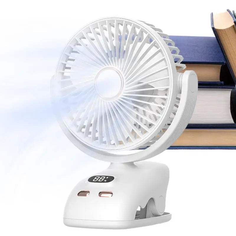 Clip On Desk Fan Personal Rechargeable LED Display Multifunctional Portable Fan Portable Fan With Night Light And5 Wind Speeds Qme