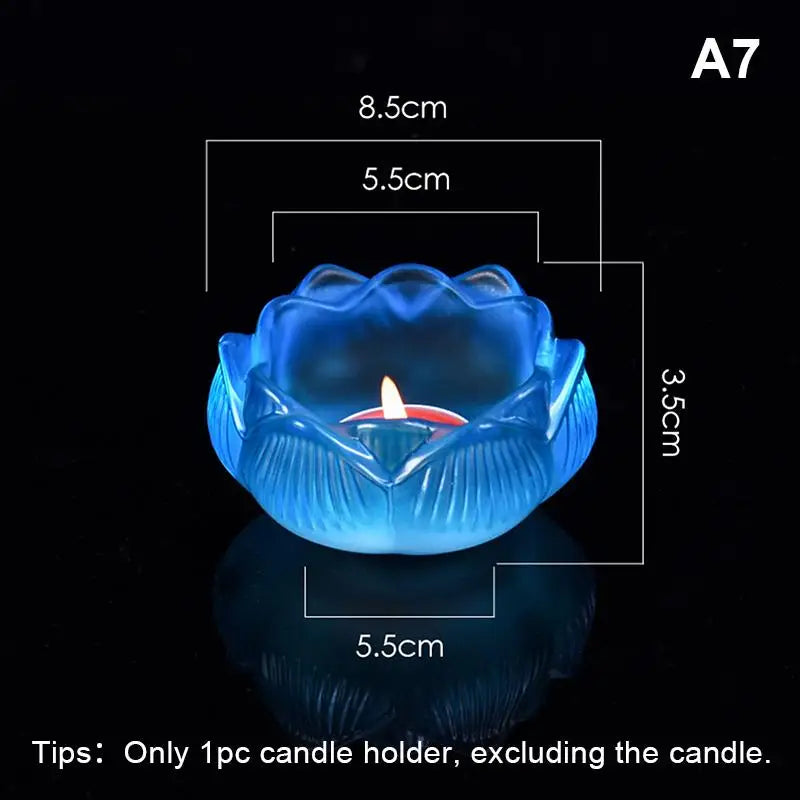 Glass Lotus Candle Holder Windproof Heat Resistant Suitable Use As Qme A7