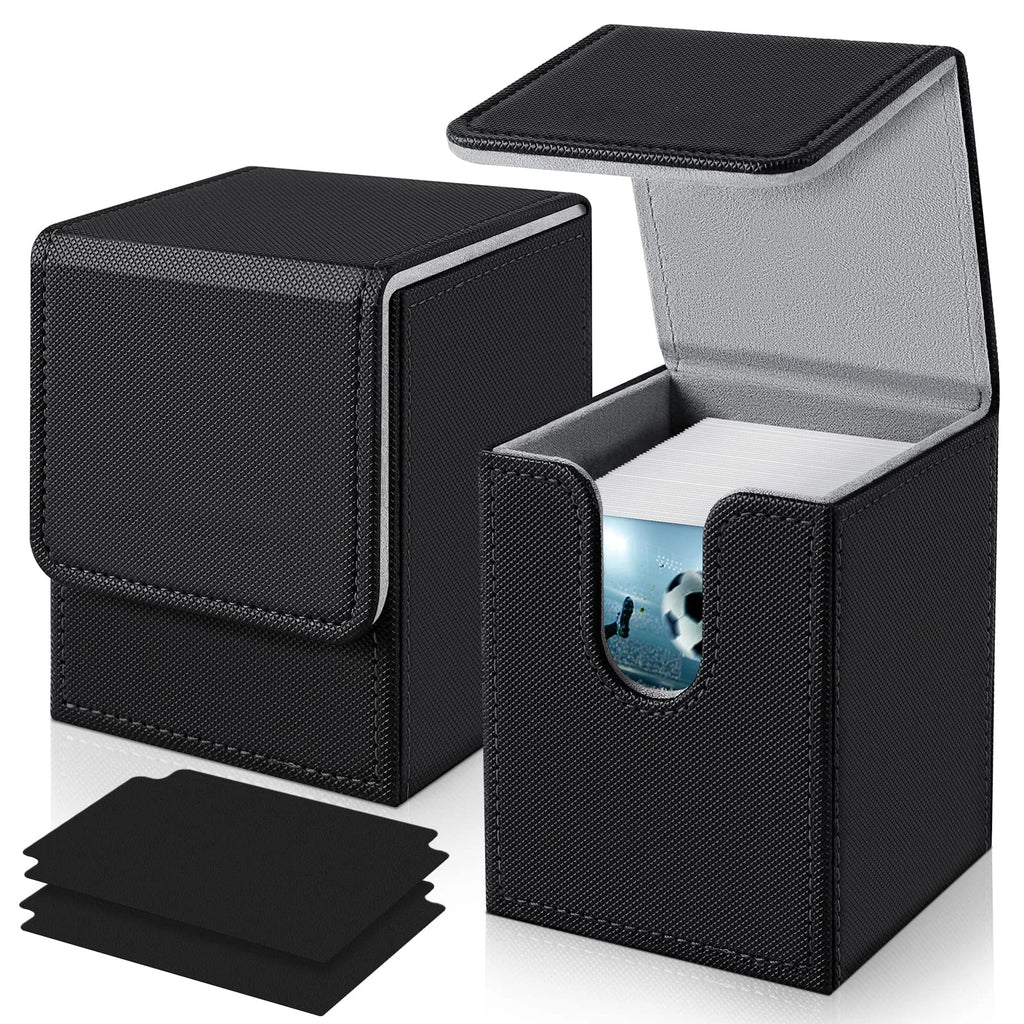 Card Fit For 100+Single Sleeved Cards With 2 Dividers, Leather Trading Commander Deck Box Compatible With Mtg Card Deck, Qme