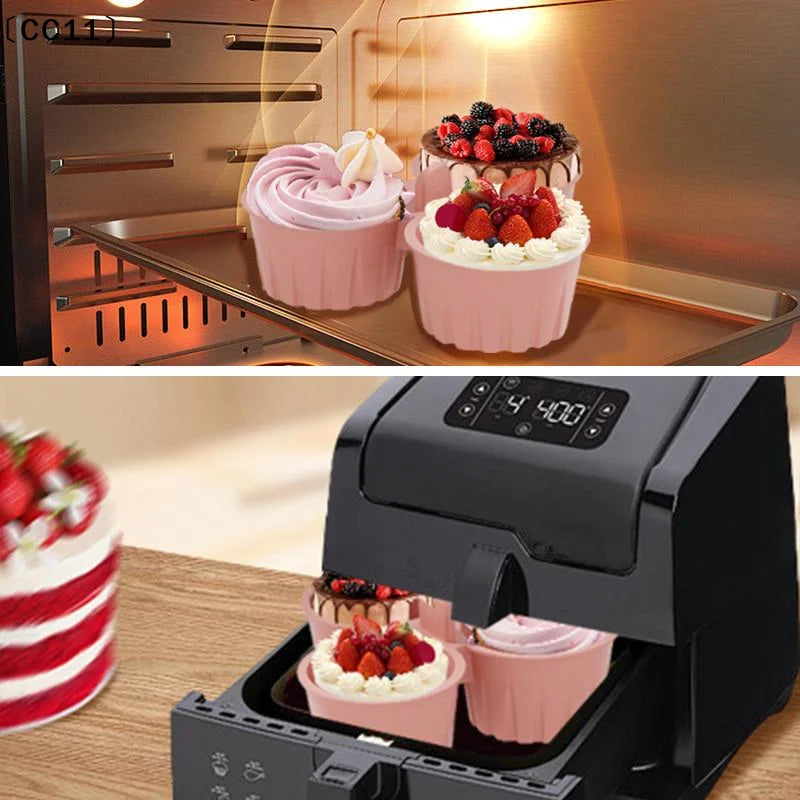 Air Fryer Egg Mold Round Shape Eggs 3 Cavity Non-stick Silicone Pan Qme