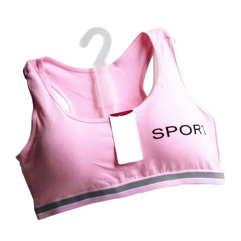 Teen Sports Bra Comfortable Seamless Padded Bralette Girls Women Gym Qme Pink