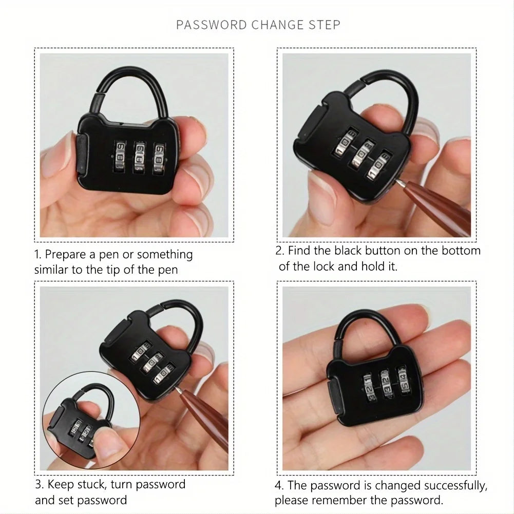 4pcs Color Mini Password Lock Padlock Trolley Case Student Dormitory Cabinet Backpack Zipper Lock 4Pcs Qme