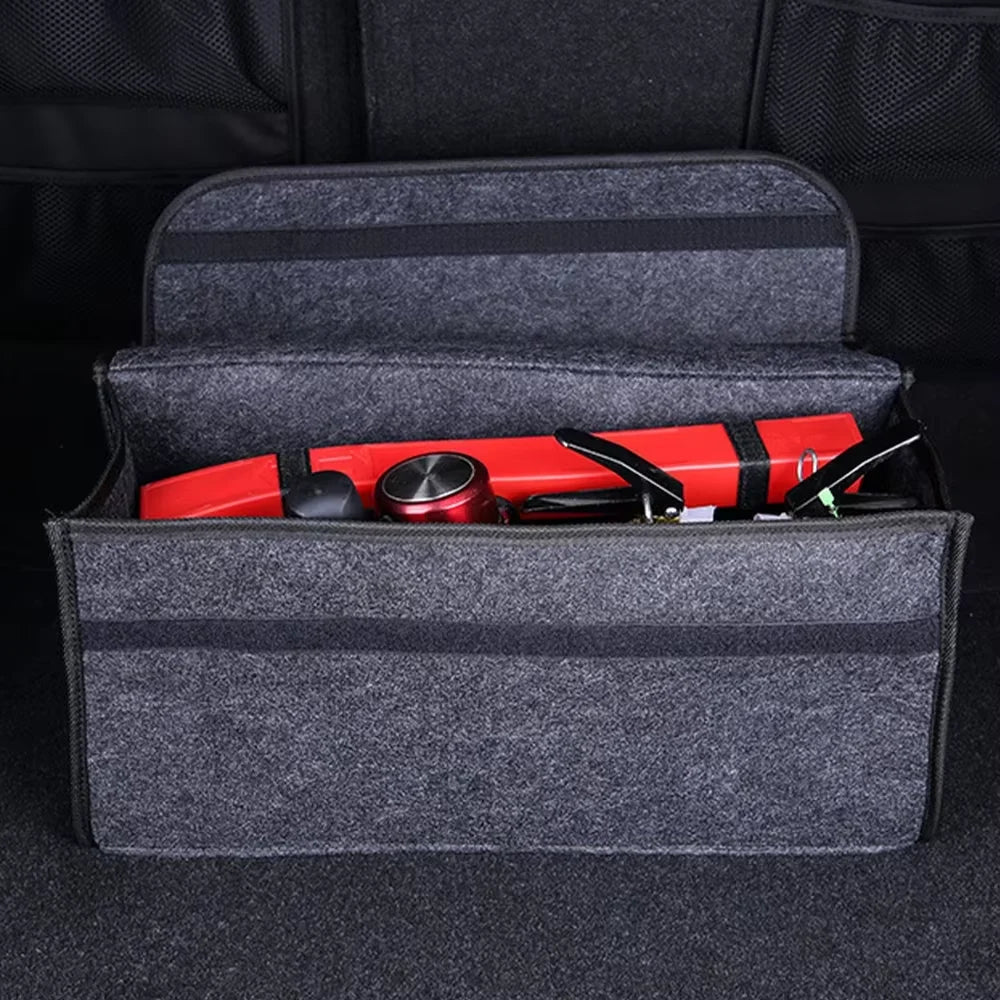 Multi-Functional Foldable Car Trunk Storage Bag Felt & Non-Woven Fabric Rear Cargo Organizer for SUV Sedan Collapsible Qme