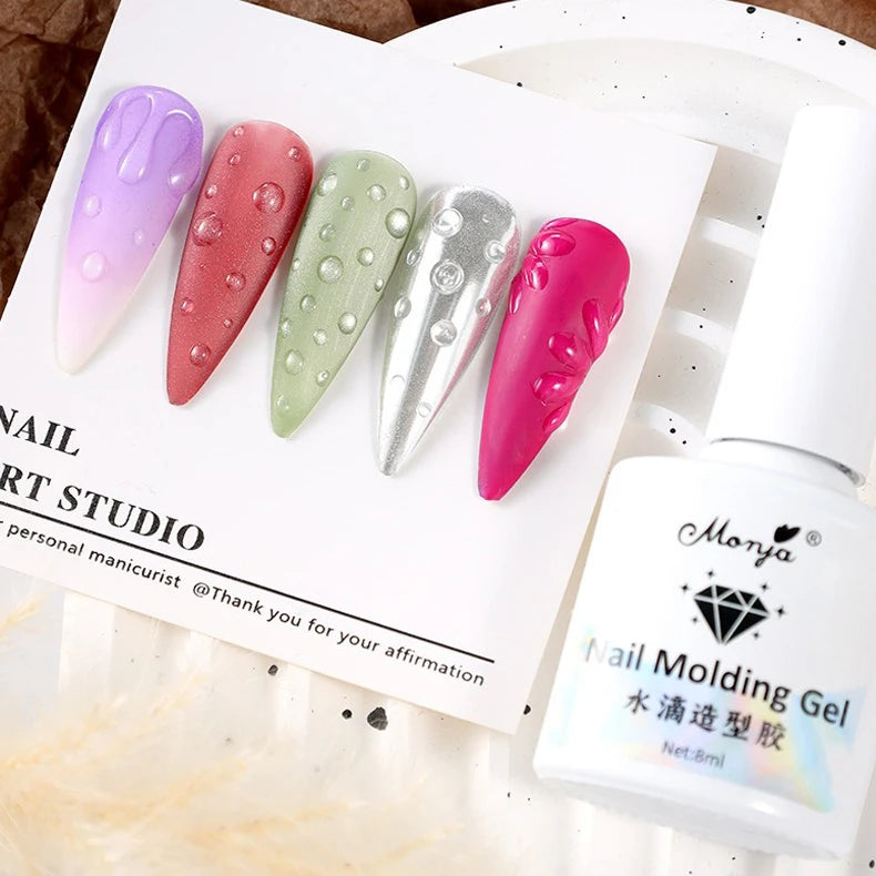 8ml Aqua Drop Sculpting Gel, No Wipe Water Beading 3D Nail Art Gel, UV LED Curable High Gloss Transparent Modeling Nail Gel Qme 8ml