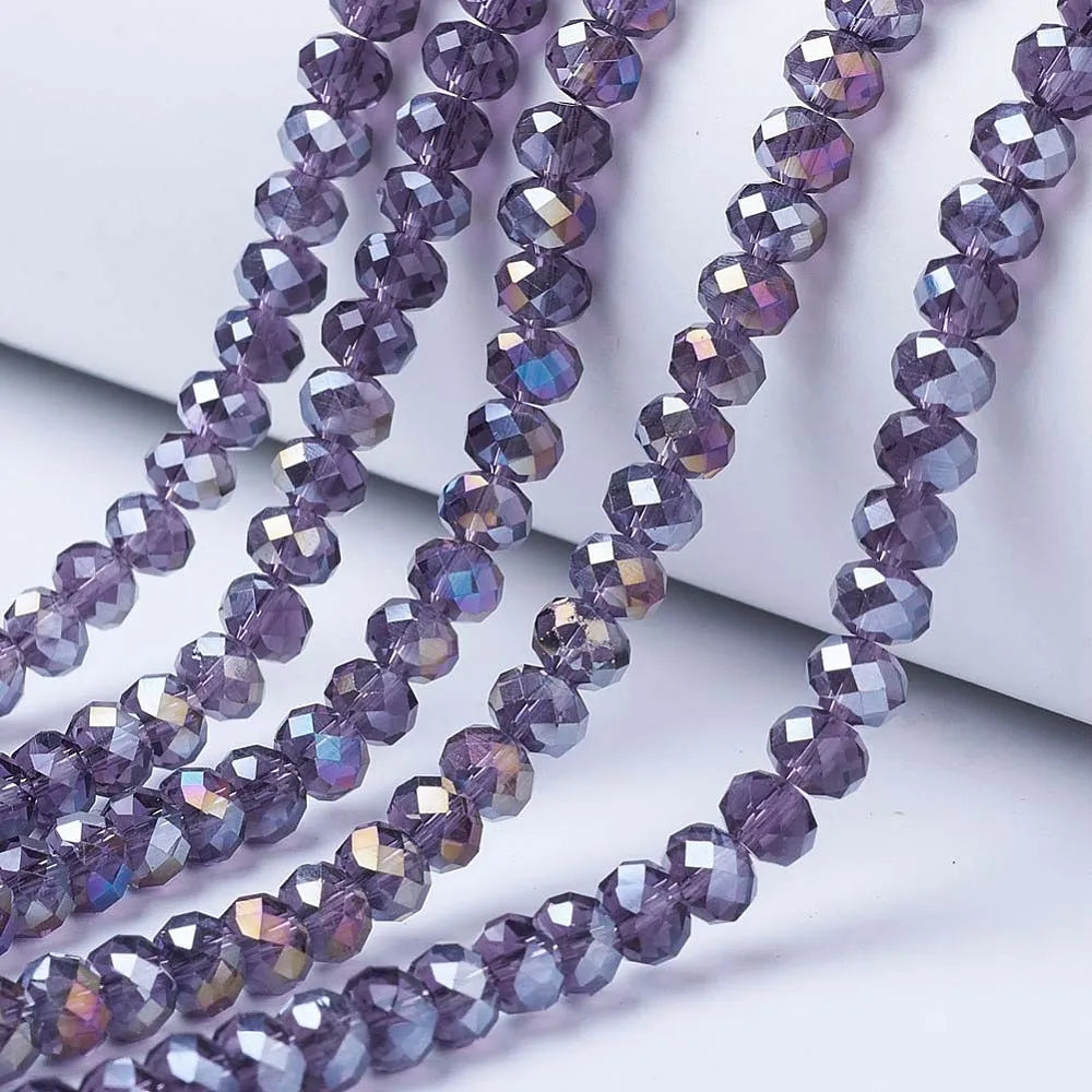 PandaHall 20strands glass Multicolor Beads AB Plated Faceted 8x6mm for DIY Jewelry Making Qme Indigo