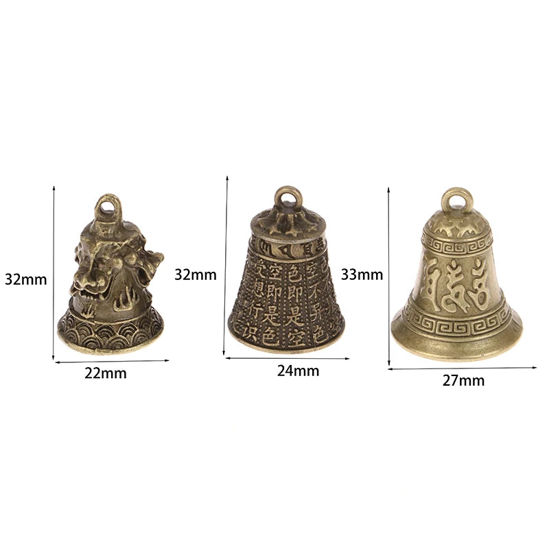Antique Alloy Car Pendant Three Lion Bell Wind Chime Vintage Feng Qme