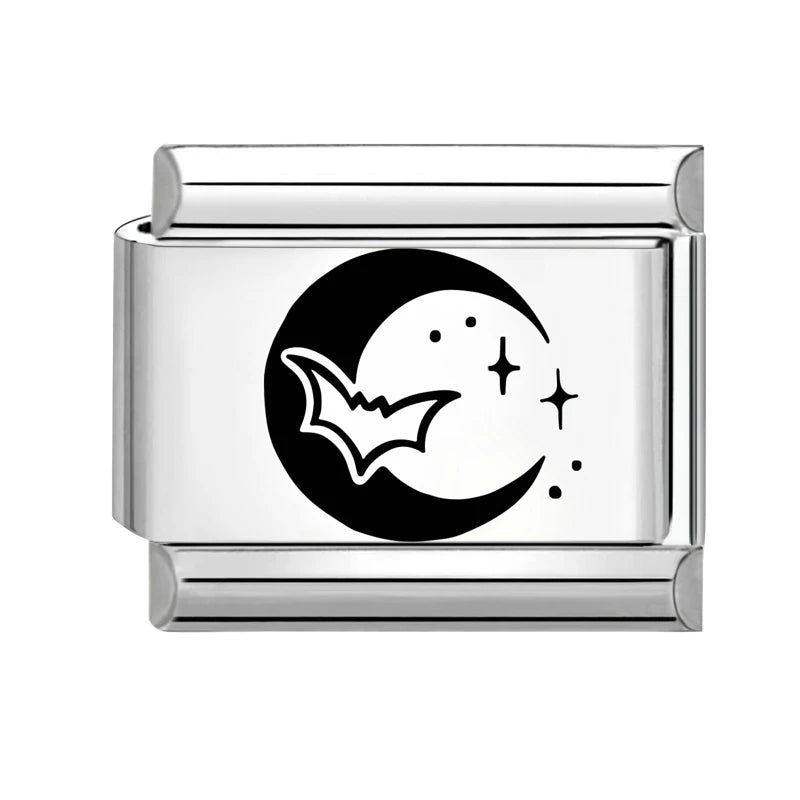 New 2025 Halloween Skull Hands Pumpkin Cats Ghost Italian Charms Links Beads Fit 9mm Stainless Steel Modular Bracelet Jewelry Qme Style 23