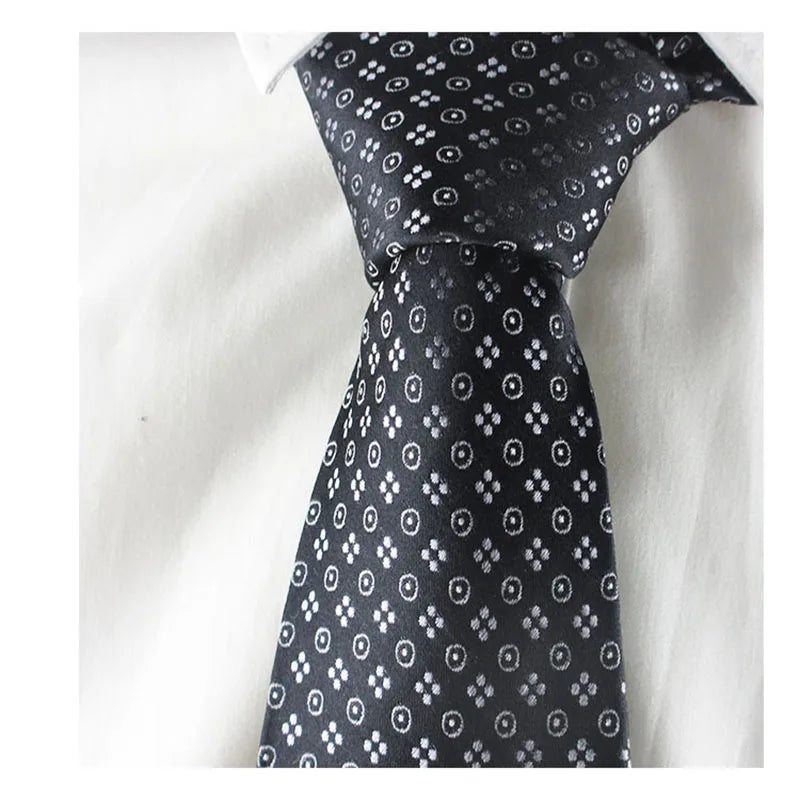 Wide Thin Silk Circle Grey Black Shirt Necktie Fabric Ties Vintage Qme black
