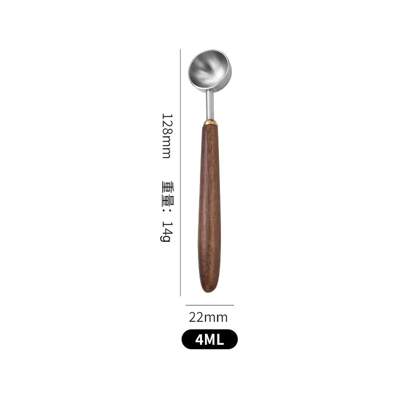 Wooden Handle Stainless Steel Coffee Scoop Tablespoon Measuring Spoon Qme S