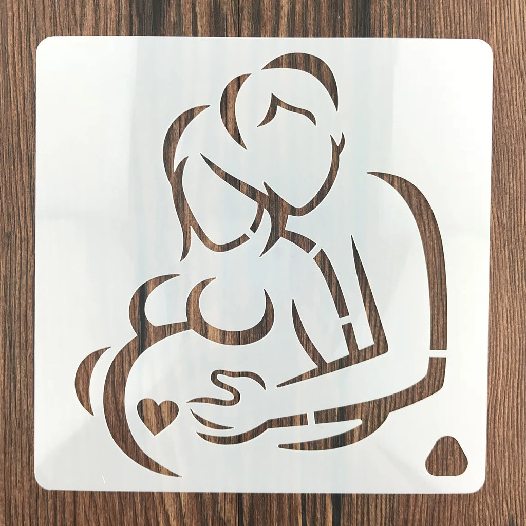 7 Pieces Mother's Day Stencil Template Painting Plastic Hollow Templates, for Cake Spraying model, Painting And Decor Plastic Qme