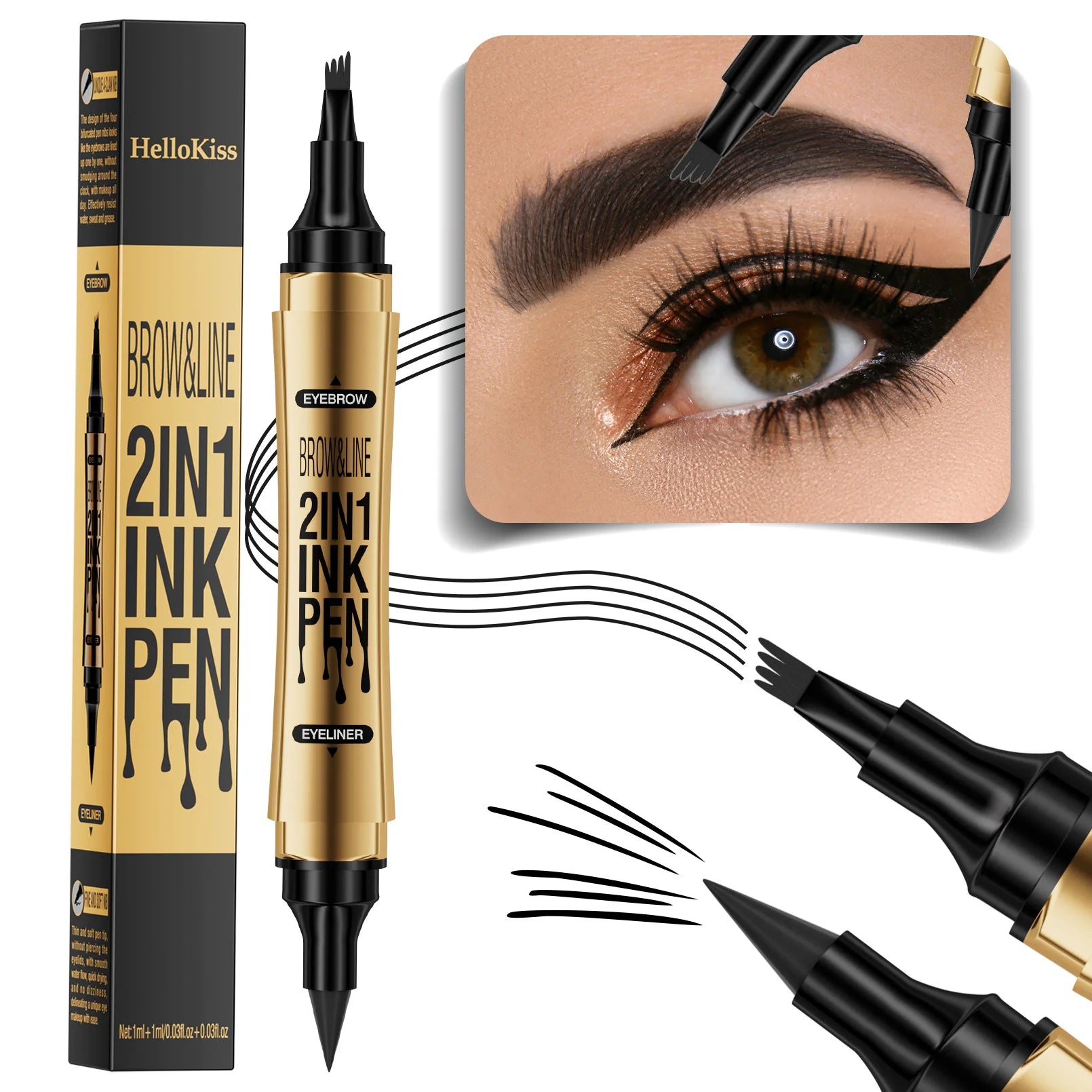 4 Splitted Head Eyebrow Pencil Long Last Smudge Proof Waterproof Sweat Proof High Pigmented Easy Apply Liquid Brow Makeup Pen Qme