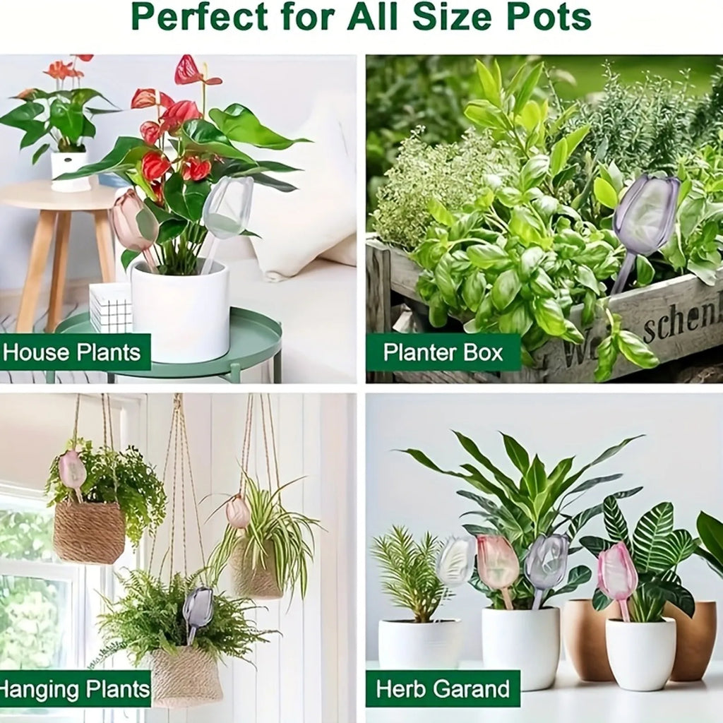 4 Pack Tulip Shaped Automatic Watering System Effortless Care For Potted Plants Indoor Outdoor Shaped Bulbs Qme