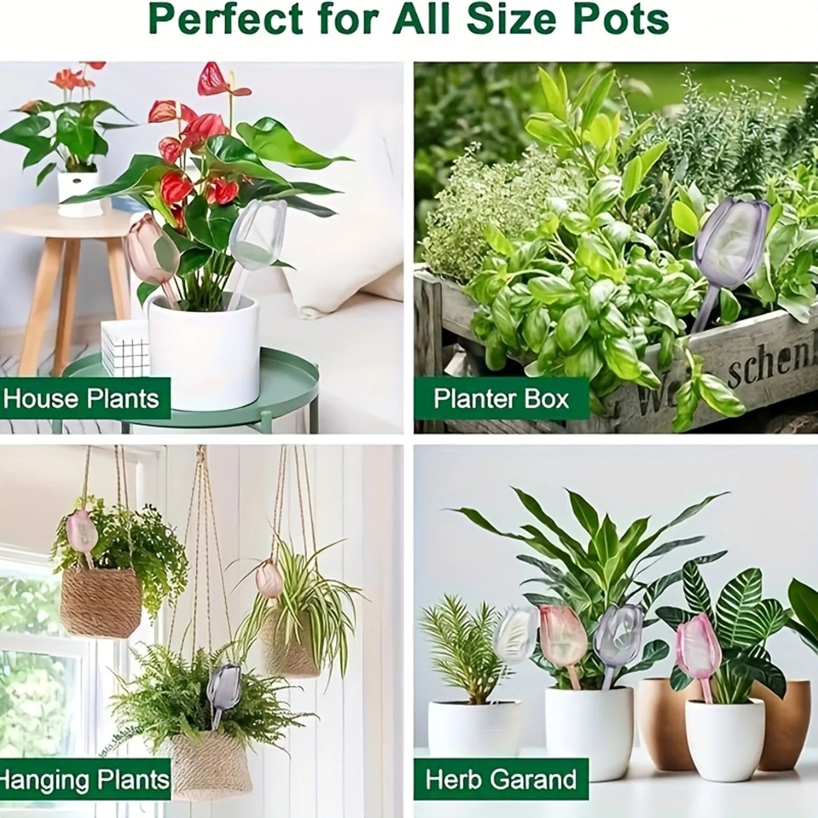 4 Pack Tulip Shaped Automatic Watering System Effortless Care For Potted Plants Indoor Outdoor Shaped Bulbs Qme