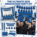 Graduation Theme Party Decoration Set Blue Serise Tablecloth Plate Balloon Set Photography background Decor Props Qme as shown One Size