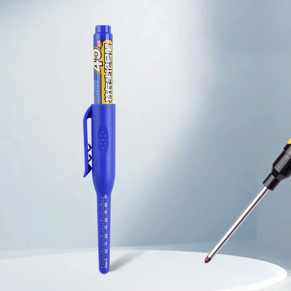 1-10Pcs Multi-Purpose 45mm Deep Drill Hole Long Nib Waterproof Marker Pens for Bathroom Woodworking Long Head Carpenter Pen Qme 1 blue