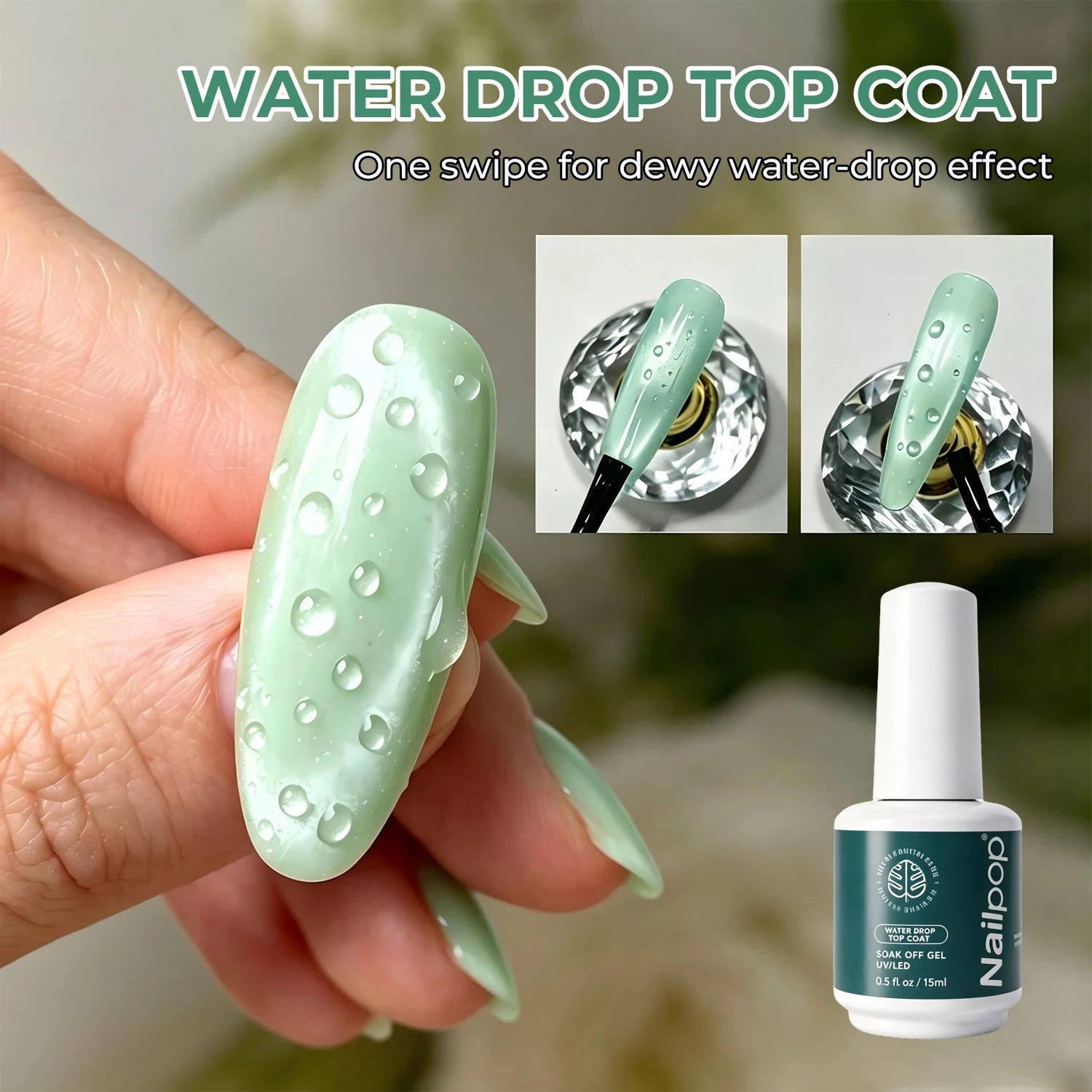 Nailpop HEMA TPO 3D Water Droplet Coat No Wipe Gel 5s Quick Forming Qme