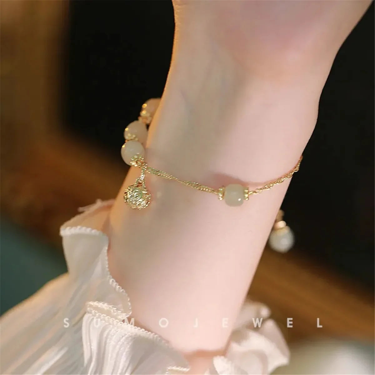 b05 Fashion Creative Lucky Imitation Hotan Jade Bracelet Vintage Light Handmade Jewelry Bracelet Women's Girls Jewelry Gift Qme 6 1