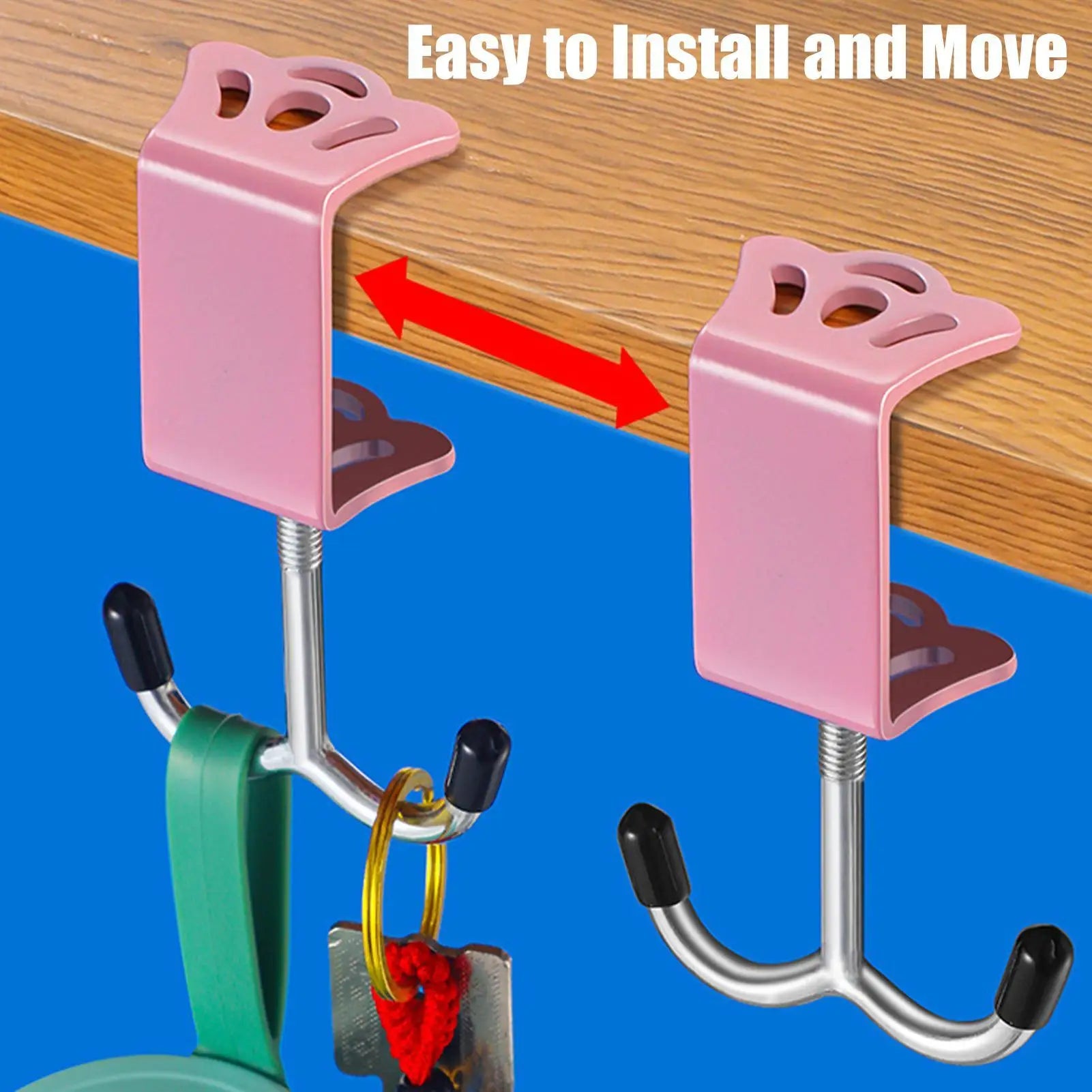 Desk Clamp Hook Headphone Holder Iron Double Hooks Under Adjustable Qme