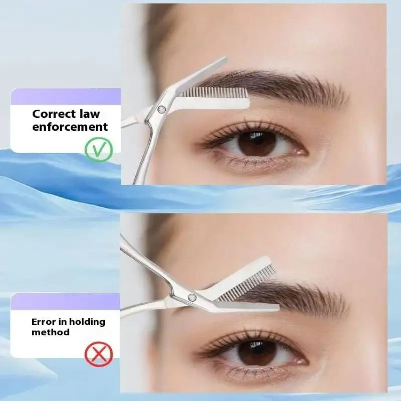 Professional Eyebrow Trimming Scissors Stainless Steel Combs Grooming Qme