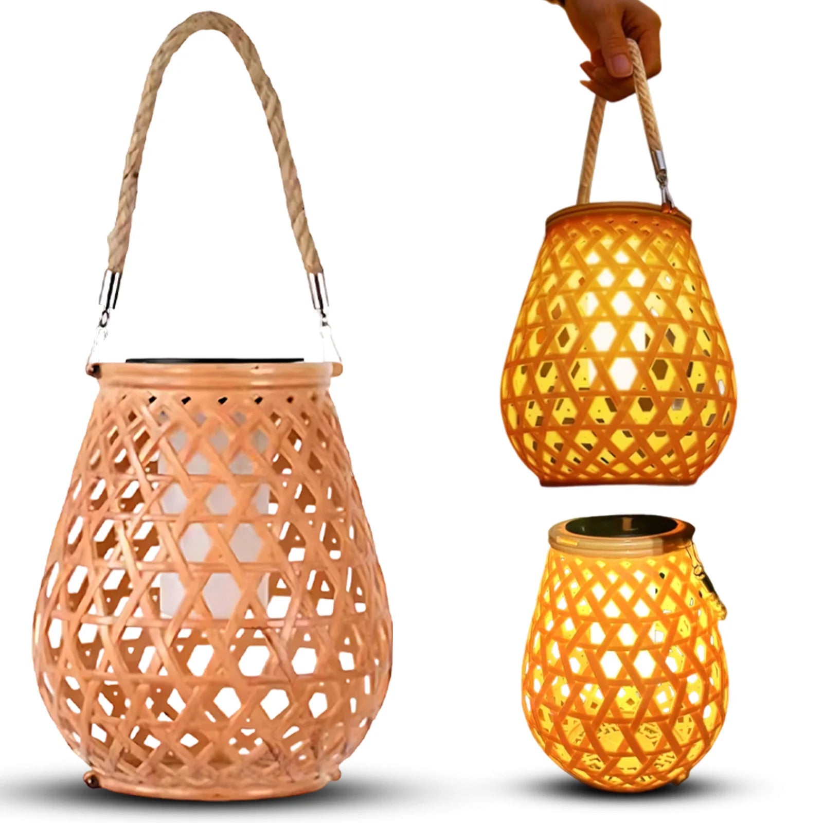Hand-Wove Rattan Lamp Cover Vintage Chandelier Home Living Room Teahouse Garden Lampshade Pendant Light Decoration Qme