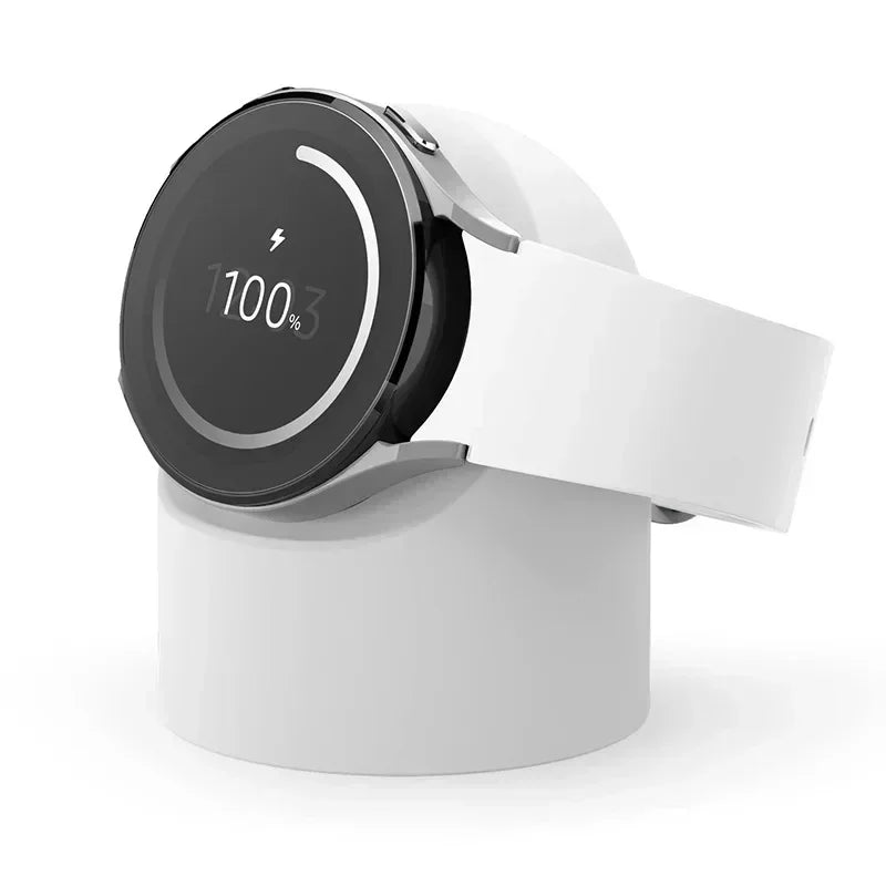 Compatible with Samsung Galaxy Watch 7 6 5 Charger Stand 40 44 46mm Galaxy Watch 5Pro Charger silicone Stand Charging base Qme White